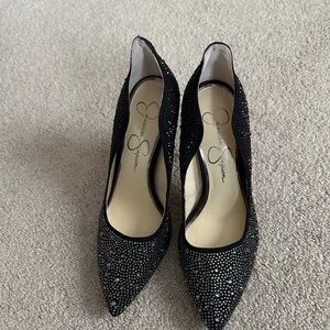 Jessica Simpson Black Glittery Stiletto Heels